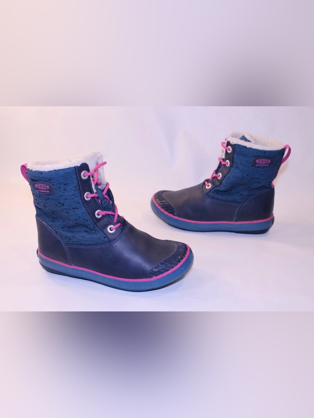 Keen Pink Blue Hiking Boots
Insulation Waterproof Snow Lace
Youth Size 4 Warm - Picture 8 of 9